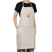 Tablier de cuisine en toile de coton avec logo personnalisé pour hommes et femmes, tablier de chef avec 3 poches