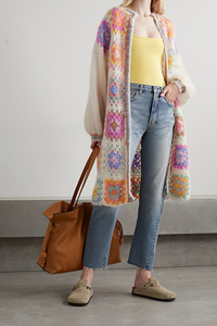 เสื้อสเวตเตอร์ถักโมแฮร์ถักแขนยาวของผู้หญิงเสื้อสเวตเตอร์ถักไหมพรมแขนยาวลายดอกไม้ - Product Image 2