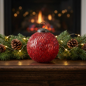 Farol de Vidrio Texturizado Rojo de Alta Calidad, Ecológico, para Colgar en el Árbol de Navidad, Decoración Navideña, Decoración Personalizada para Fiestas en Casa - Product Image 3