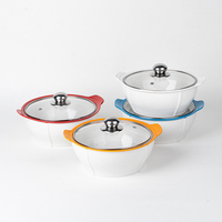 Pot à soupe en céramique personnalisé avec couvercle en verre pot de cuisine en porcelaine