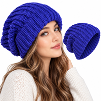 Bonnet en tricot épais et ample pour femme, style coréen, chaud et tendance, en acrylique, pour grandes têtes