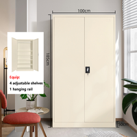 Armoire en acier à 2 portes battantes pour salon, chambre, bureau à domicile, cloison réglable, couleur personnalisable, serrure à 3 points, extensible