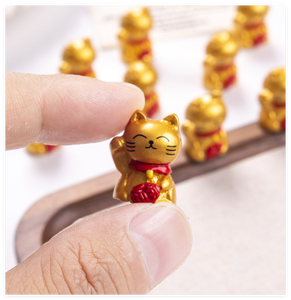 แมวกวักนำโชค DIY เรซิ่นทำมือ ทาสีด้วยมือ รูปปั้นมาเนกิเนโกะญี่ปุ่น ของตกแต่งบ้านจิ๋ว ของขวัญ - Product Image 6