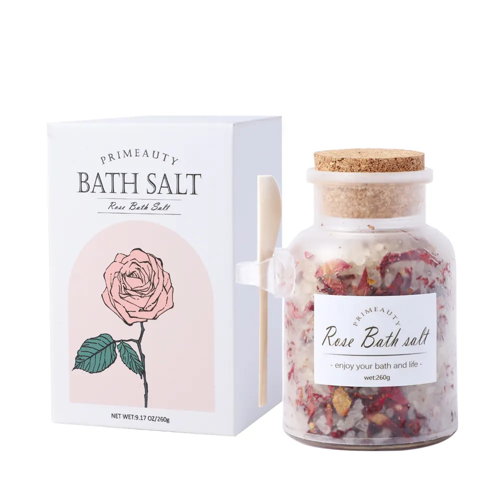 Wholesale Spa Rose Sea Soak Lavender Relaxing Himalayan Pink Epsom Salt Natural Private Label Organic Flower Rose Bath Salt