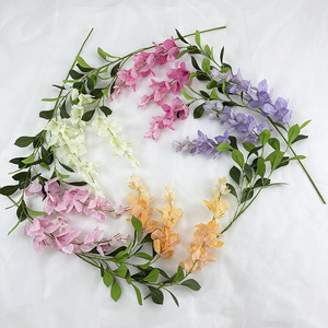 Usine de fleurs artificielles Meiyu Craft, bougainvilliers artificiels à trois branches, fleurs en soie suspendues, décorations de plafond pour mariage, rose et blanc - Product Image 2