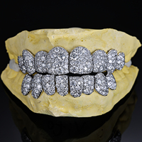 Grillz dentaires personnalisés pour hommes et femmes, avec 2, 4, 6, 8 ou 10 pierres en Moissanite ou Diamant de laboratoire, motif nid d'abeille, en Argent S925, Or 10K, 18K, 14K