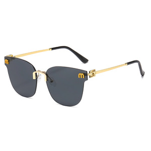 Women Metal Frameless <b>Sunglasses</b> With M Logo <b>Gradient</b> Lens UV400 For Driving Outings Cycling Parties - Product Image 5