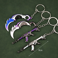 Porte-clés mousqueton 3D en métal Valorant, modèle de jouet miniature en forme de pistolet et d'épée, nouveauté pour cosplay de jeu, en alliage de zinc léger, vente chaude