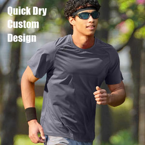 Spandex <b>Polyester</b> Quick Dry Running Fit T Shirt Workout Gym Sport Men T-shirt Custom Digital Print logo <b>TShirt</b> for Men - Product Image 2