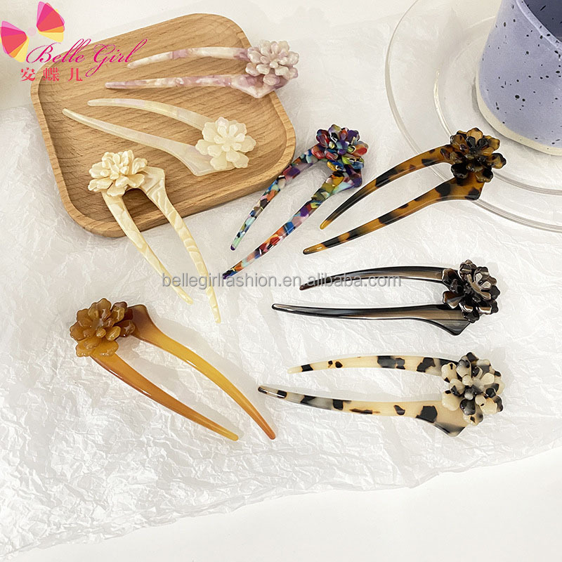 Bellegirl 2022 Китайский традиционный классический Горячая продажа на заказ прически Изящные винтажные Свадебные заколка для волос u форма вилка с цветком