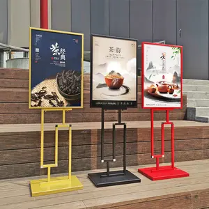 China New Style Selfstand Shop Mall Side Walk Stand Metal Frame Menu Book Stand Shelf Stand Up Light Box