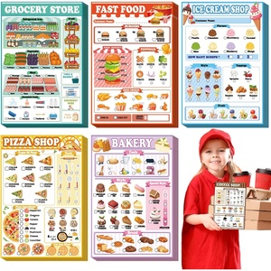 สมุดโน้ตสำหรับ<span class=keywords><strong>เด็ก</strong></span> 6 เล่มพร้อมไอคอนสีสันสดใสสำหรับเล่นบทบาทสมมติในธีมอาหาร ขนาด 4x6 นิ้ว 40 หน้าต่อเล่ม สำหรับใช้ที่บ้านและโรงเรียน - Product Image 1