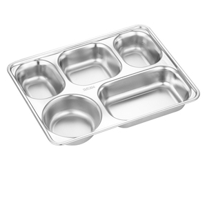 Plateau repas divisé en acier inoxydable, écologique, 5 sections, empilable, avec couvercle facile à nettoyer, pour étudiants et adultes - Product Image 4