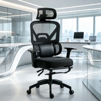 Chaise de bureau ergonomique moderne en maille avec accoudoirs 3D réglables, hauteur réglable, fonction pivotante, soutien lombaire, pour atelier et chambre