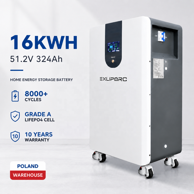 Grade a LFP Cell 16kWh Residential Battery 51.2V 324Ah 8000 Cycles UN3480 CE Certified Off-Grid Power Storage EU Poland Stock