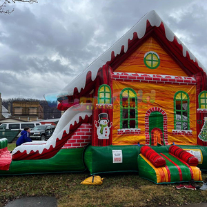 Fête en plein air joyeux noël père noël maison gonflable château sautant avec toboggan château gonflable combo amusant pour la fête - Product Image 2