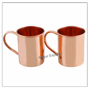 16 oz Pure Copper <b>Ceramic</b> Cup with Brass Handle Ayurveda Metal Long <b>Mug</b> Beer <b>Mug</b> - Product Image 3