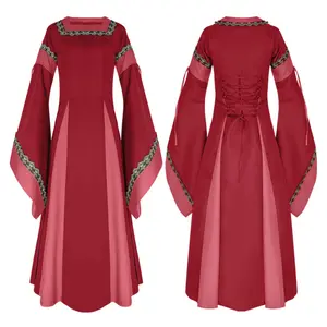 Ropa de mujer medieval Retro Renacimiento Mujer Ropa medieval Vestido largo irlandés Bruja de Halloween Falda larga