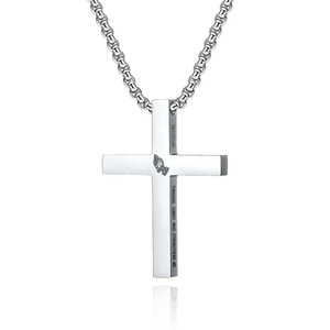 Collier croix en acier inoxydable plaqué or, pendentif croix religieux, bijoux unisexes pour la foi et la prière - Product Image 5