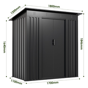 Caseta de Jardín de Acero Galvanizado de 6x4 Pies, Almacén Exterior para Herramientas con Puerta Corredera - Product Image 3