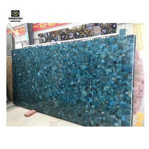 Lastre di Apatite di quarzo di pietra semipreziosa delle mattonelle di marmo di lucidatura naturale blu per la mobilia della parete