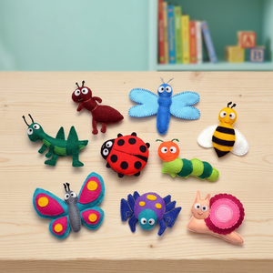 Ensemble de jouets en feutre Asterisk, 9 pièces, petits jouets en feutre en forme d'insectes, kit d'apprentissage précoce pour les tout-petits, décoration murale de Noël, cadeau - Product Image 2