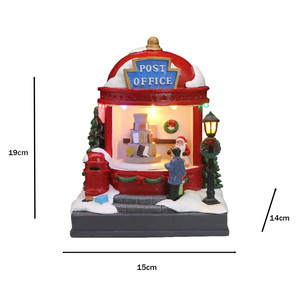 Bureau de poste de Noël avec lumière LED et lettres mobiles Matériau en résine Ornement de Noël Village Noël Père Maison Décor - Product Image 1