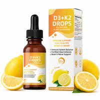 Vitamine D3 liquide 5000 UI K2 120 mcg Gouttes 60 ml Saveur citron Soutien osseux et immunitaire Complément alimentaire