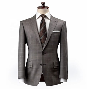Chaqueta de <span class=keywords><strong>traje</strong></span> de hombre a <span class=keywords><strong>cuadros</strong></span> <span class=keywords><strong>gris</strong></span> personalizada hecha en China Chaqueta de <span class=keywords><strong>traje</strong></span> de lana de un solo pecho - Product Image 4