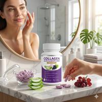 Capsules de collagène à l'aloe vera et aux pépins de raisin, hydratation de la peau, anti-âge, complément beauté pour une peau éclatante, soutien antioxydant, OEM/ODM