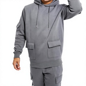 Ensemble de survêtement technique en molleton personnalisé pour homme – Tenue de jogging deux pièces unie, confortable, pull sportswear – Prix de gros abordable - Product Image 5
