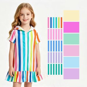 Sudadera con capucha para niñas, personalizada, informal, de color liso y a rayas, con cremallera y volantes, vestido de yoga, ropa deportiva para hermanas, ropa infantil al por mayor - Product Image 1