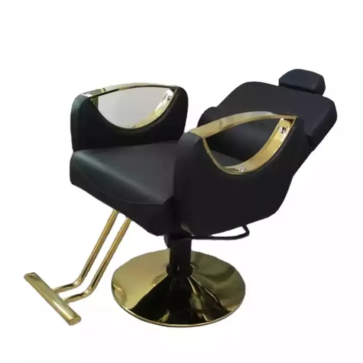 Hot selling hair salon furniture reclining barber chair adjustable golden barber chair beauty salon factory