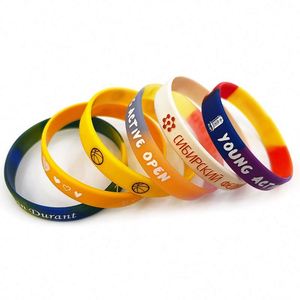 Vente flash, bracelet en silicone personnalisé de haute qualité, pas cher, multicolores, en caoutchouc recyclé, bracelets personnalisés - Product Image 1