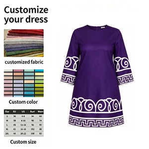 Splendido <span class=keywords><strong>Abito</strong></span> <span class=keywords><strong>Mini</strong></span> Estivo Y2K <span class=keywords><strong>Viola</strong></span> con Stampa Geometrica e Maniche a Campana per Lavoro, Matrimonio, Chiesa, Eventi Formali - Product Image 4