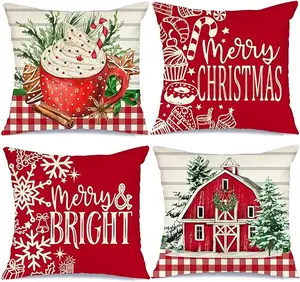 Buon natale cuscino copricuscini rosso fienile allegro e luminoso casale di Natale federe per le vacanze