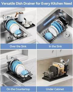 Small Dish Drying Rack in Sink, Extendable Dish Drainer Over Sink with Silicone Drying Tray, Compact Dish Rack for <b>Kitchen</b> - Product Image 4