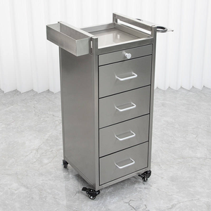 Commercial Stainless Steel Hairdressing <b>Trolley</b> Mobile Salon Storage Cabinet Multi Drawer Barber <b>Tool</b> Cart with Universal Wheels - Product Image 3