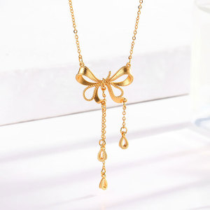 Collana con Ciondolo a Fiocco <span class=keywords><strong>in</strong></span> Acciaio Inossidabile 316L Placcato <span class=keywords><strong>Oro</strong></span> 14k/18k, Trendy e all'Ingrosso, per Donna - Regalo - Product Image 5