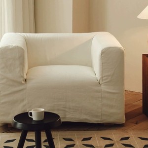 Wabi Sabi Style Japanese Cream Linen Cotton Armchair Removable Washable Fabric Sofa Living Room Guesthouse Furniture - Product Image 6