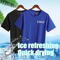 T-shirt tricoté d'entreprise personnalisé tissu de soie glacée à séchage rapide avec maille Spandex motif imprimé sensation de fraîcheur