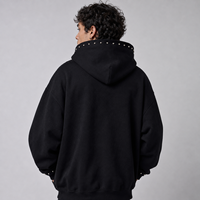 Sweats à capuche tendance sans doublure en gros, 380 g/m², coupe ample streetwear, longueur longue, impression graphique personnalisée, sweat à capuche zippé pour homme