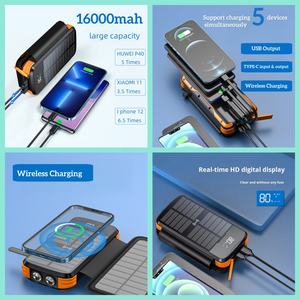 OTHC L24S4W 휴대용 태양 광 발전 은행 16000mAh 무선 고속 충전 방수 LED 디스플레이 내장 손전등 아이폰 Type-C - Product Image 6