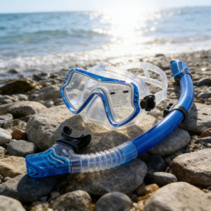 JUNHAIINS Diving Mask And Snorkel Set Adult <b>Large</b> <b>Frame</b> Silicone Tempered Glass For Snorkeling - Product Image 4