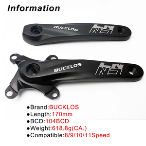 OEM/ODM BUCKLOS Pédalier de vélo VTT en aluminium 104BCD 8/9/10/11 vitesses, trou carré, ultraléger, bras de manivelle 170 mm, pièces de vélo - Product Image 2