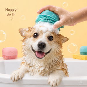Soft Rubber Stocked <b>Pet</b> Cat Dog Grooming Massage Shampoo Bath <b>Brush</b> with Container for Bathroom - Product Image 4