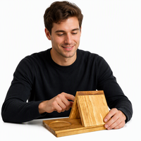 Stand-alone houten bestekhouder met één laag, afdruiprek, keukenaccessoires, lepel, vork, eetstokjes, afdruiprek voor servies