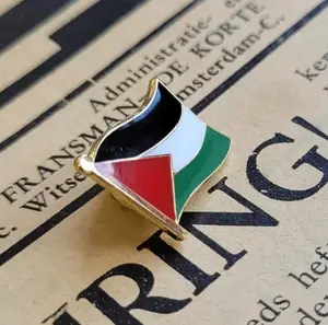 Filistin bayrağı ücretsiz Pin sosyalist bayrak ulusal kurtuluş özgürlük bağımsızlık Pin 316l paslanmaz çelik pim