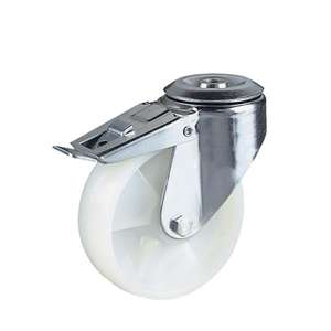 Rueda giratoria de monopreno Ttake 120 DaN con rodamiento de bolas, freno de bloqueo total, tipo de orificio para perno, banda de rodadura transparente y firme - Product Image 1