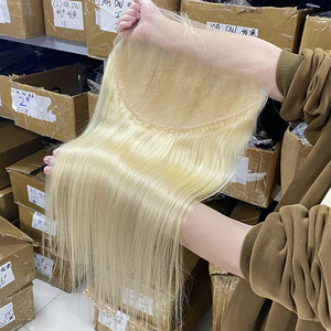 ขายส่ง # ผมแท้เวียดนามสีบลอนด์แพลตตินั่ม 613  แบบตรง  พร้อมเชือกผูกผมด้านหน้า 13x6  ถักด้วยมือ  ถอนขนมาแล้ว  ผมบริสุทธิ์ 100% - Product Image 1